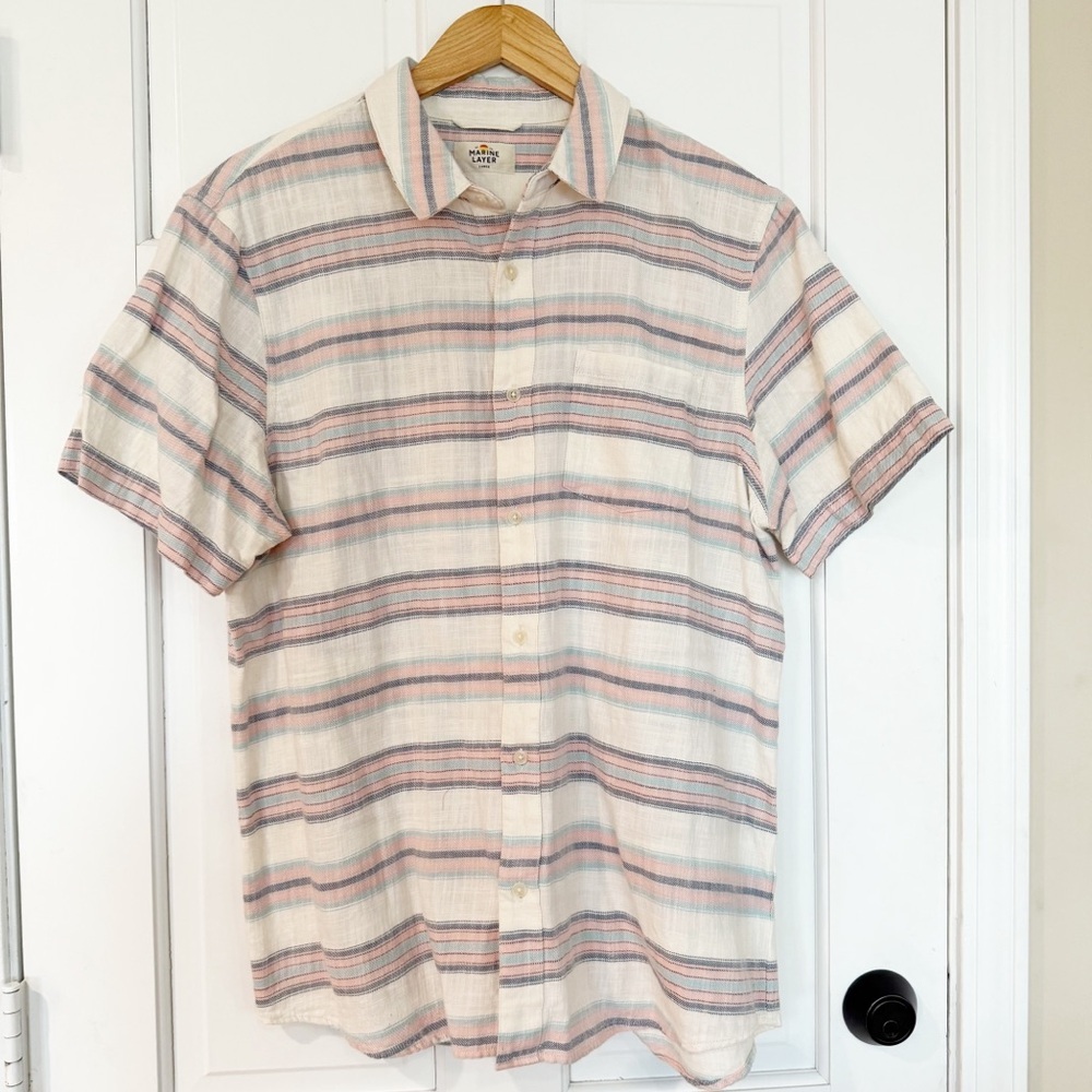 Marine Layer Button Down Shirt Striped Mens Size L